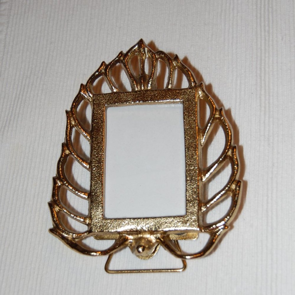 2 Brass Tone Frames - Leaf Motif - 4 1/2" x 5 1/2" Magnetic Closure on Back